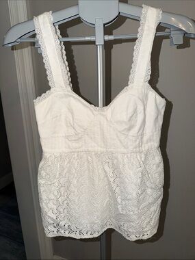 Tibi Cream Lace Bustier Top